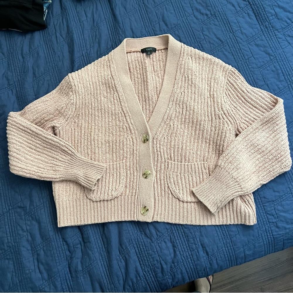 J crew beach cardigan chunky patch pocket size small pink - Picture 3 of 7